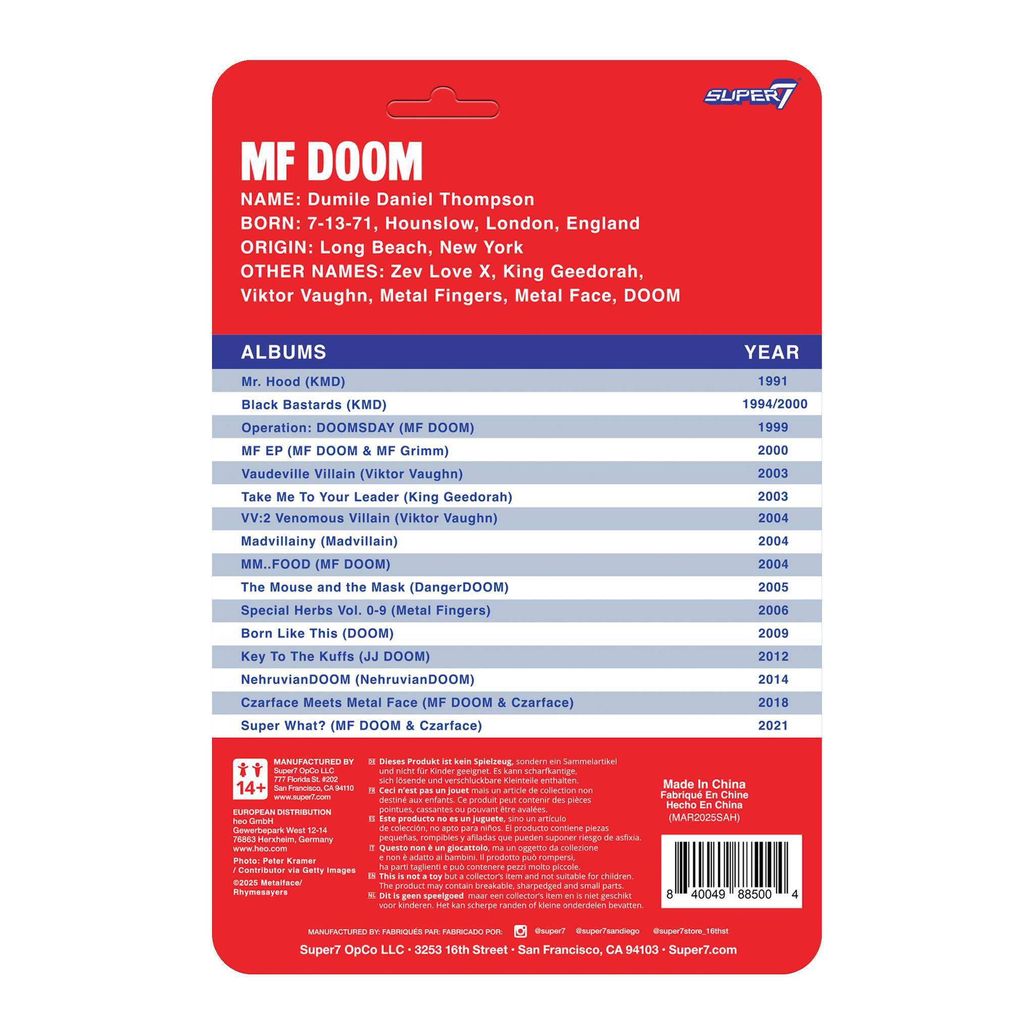 MF DOOM ReAction Figures Wave 03 - MF DOOM (NYC)