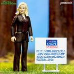 Three Parks and Recreation ReAction Wave 4 figures in a campaign trail scene against a blue background
