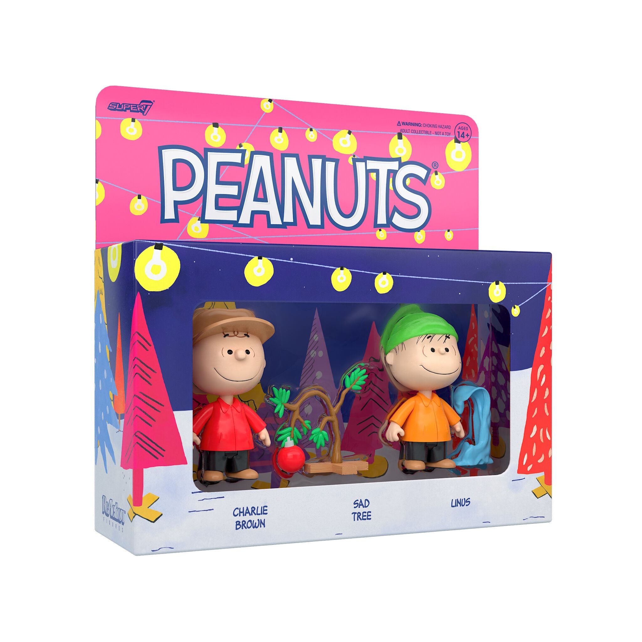 Peanuts ReAction Figures Wave 06 (Holiday Box Set) - Charlie Brown with Sad Christmas Tree and Linus