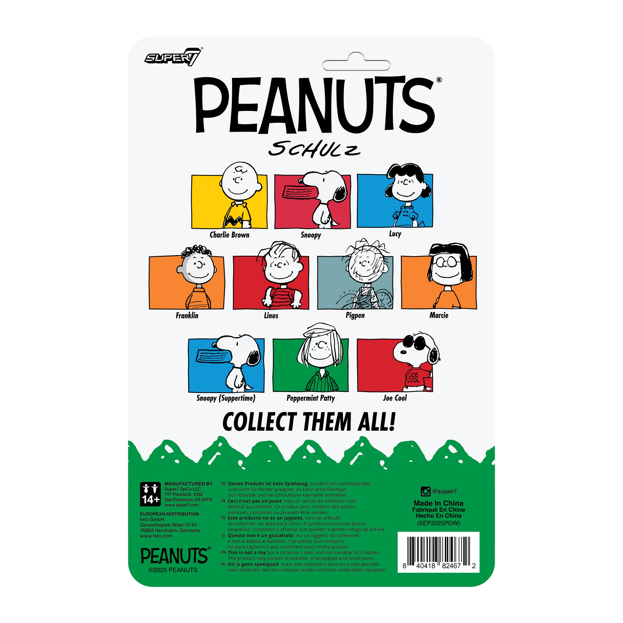 Peanuts ReAction Figures Wave 09 Peppermint Patty, Marcie & Snoopy (Suppertime) packaging back