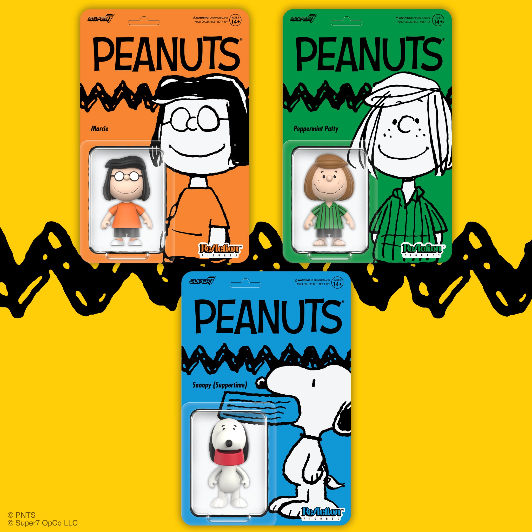 Peanuts ReAction Figures Wave 09 - Peppermint Patty, Marcie & Snoopy (Suppertime)
