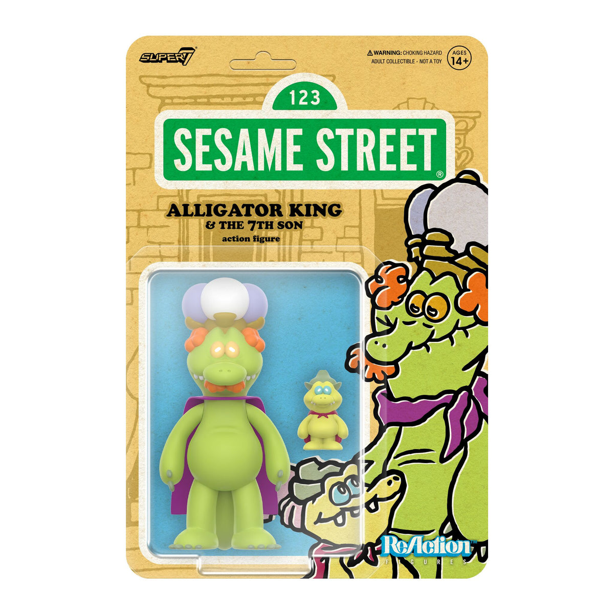 Figurine Alligator King Sesame Street Reaction Vague 04 - Super7, Neuve, Collection TV Show