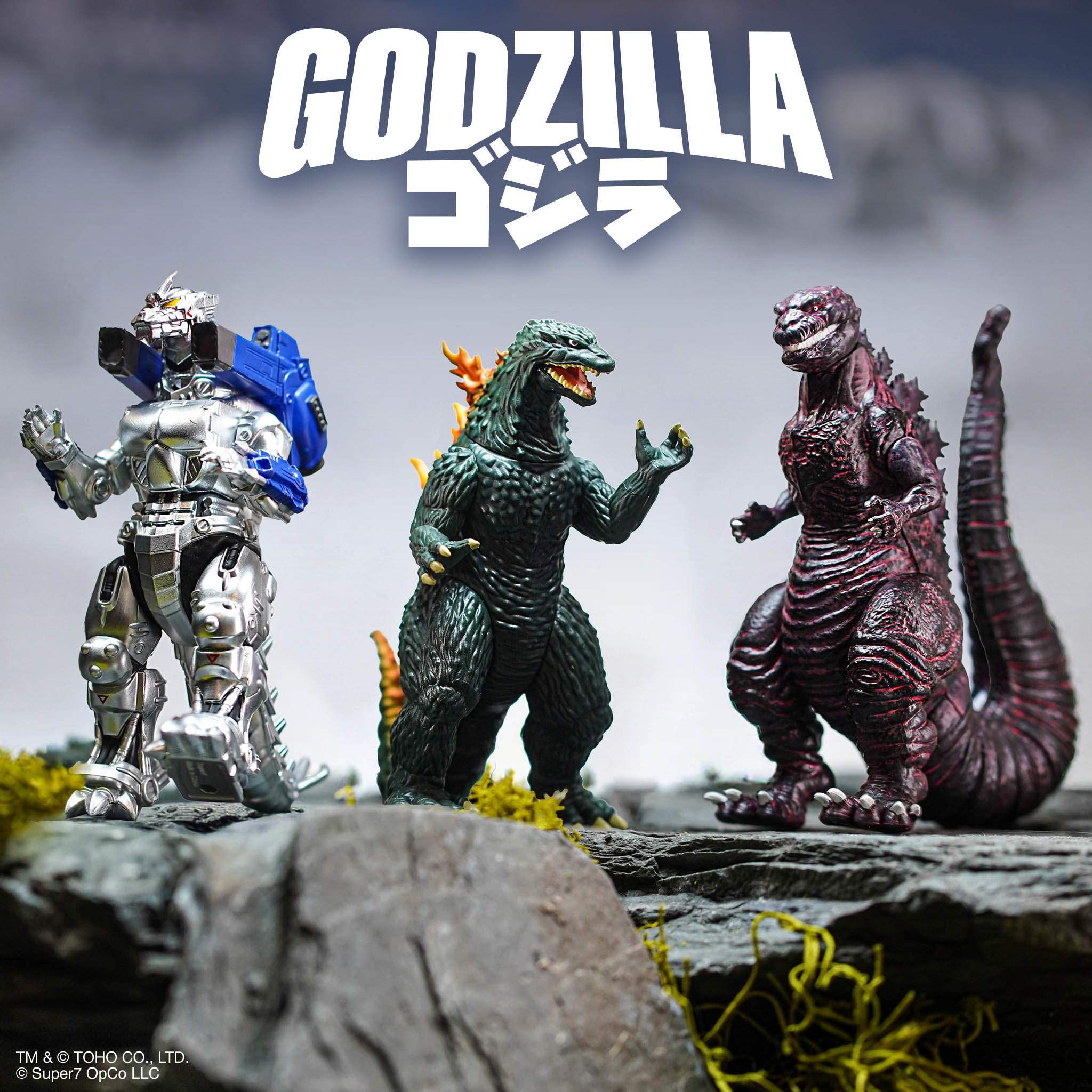 Toho ReAction Figures Wave 10 - Godzilla (2000, Charging), Mechagodzilla (2002) & Godzilla (Shin)