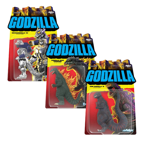 Toho ReAction Figures Wave 10 - Godzilla (2000, Charging), Mechagodzilla (2002) & Godzilla (Shin)
