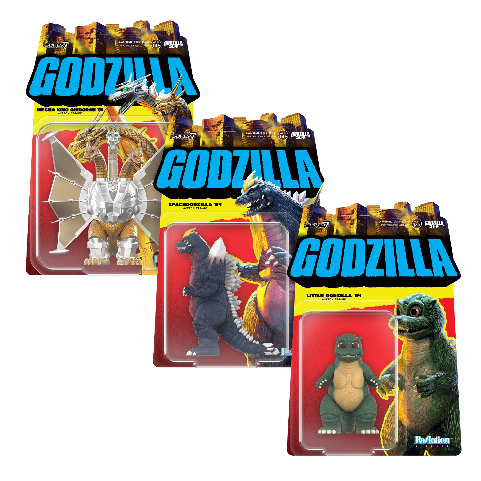 Toho ReAction Figures Wave 11 - SpaceGodzilla, Little Godzilla & Mecha-King Ghidorah