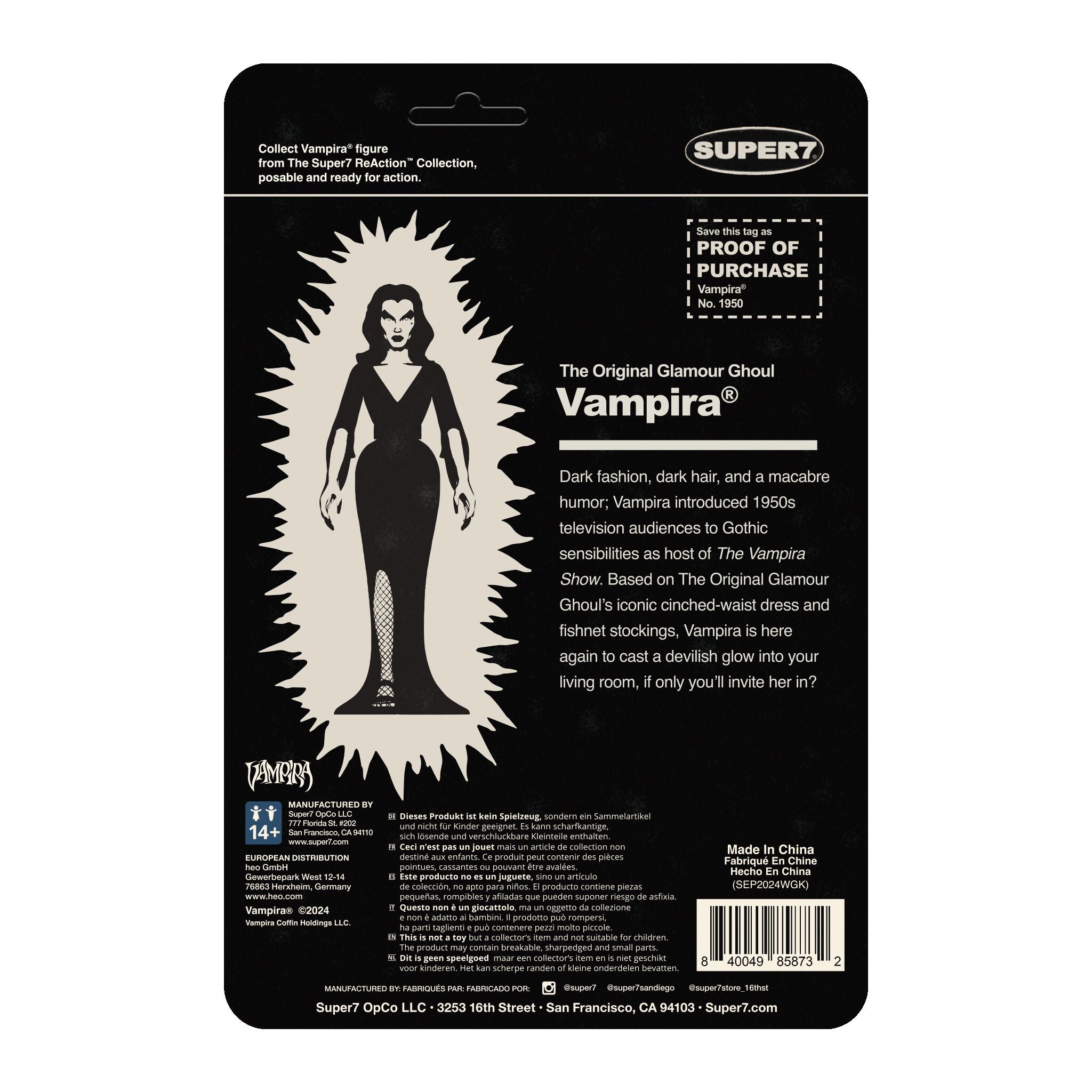Vampira ReAction Figures Wave 03 - Vampira (Monster Glow)
