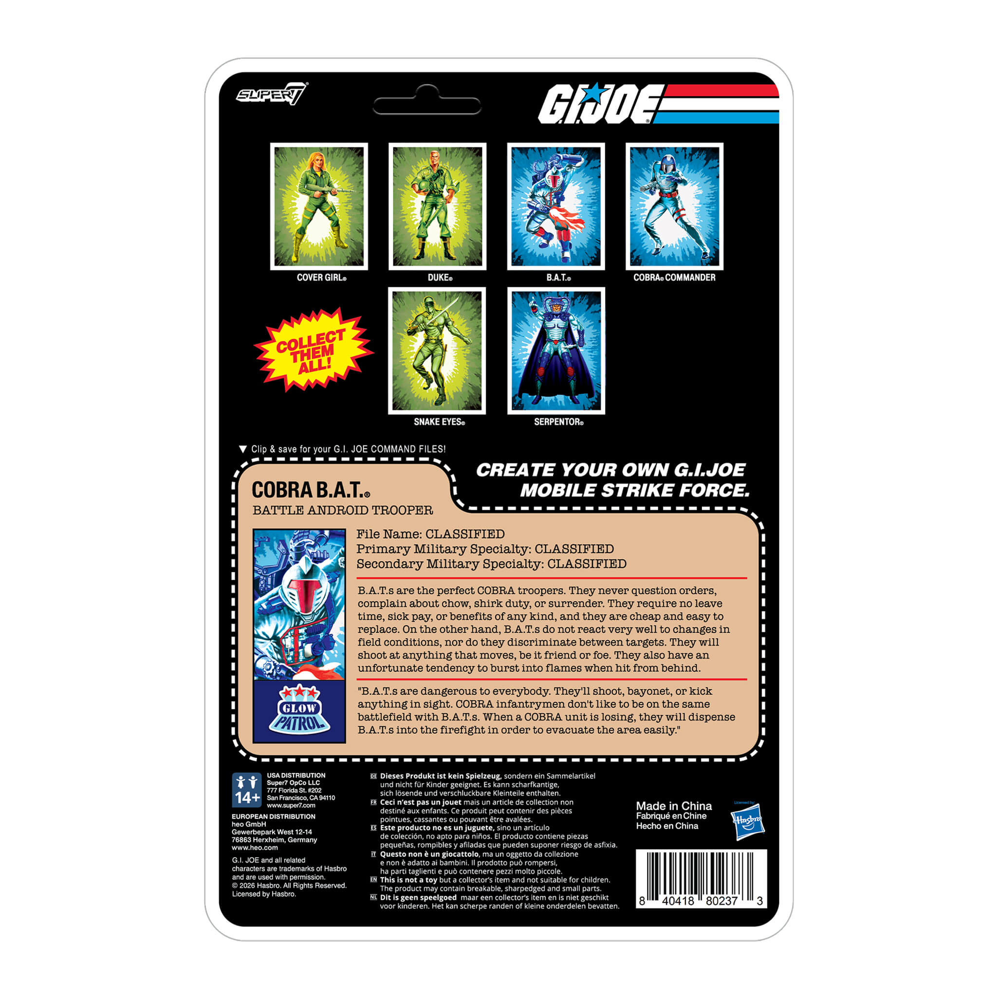 G.I. Joe ReAction+ Figures - 3 PK - Cobra (Glow Patrol - Blue)