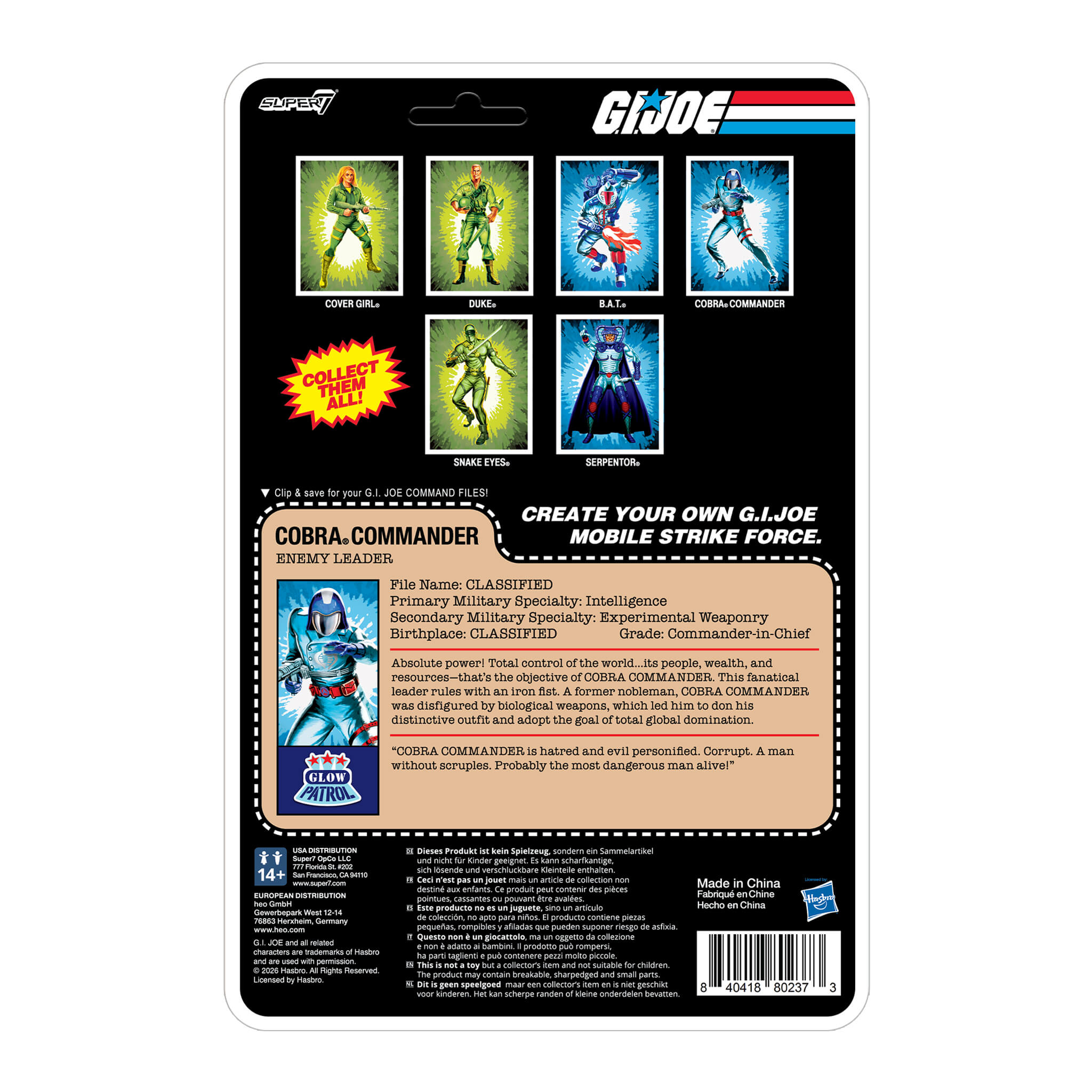 G.I. Joe ReAction+ Figures - 3 PK - Cobra (Glow Patrol - Blue)