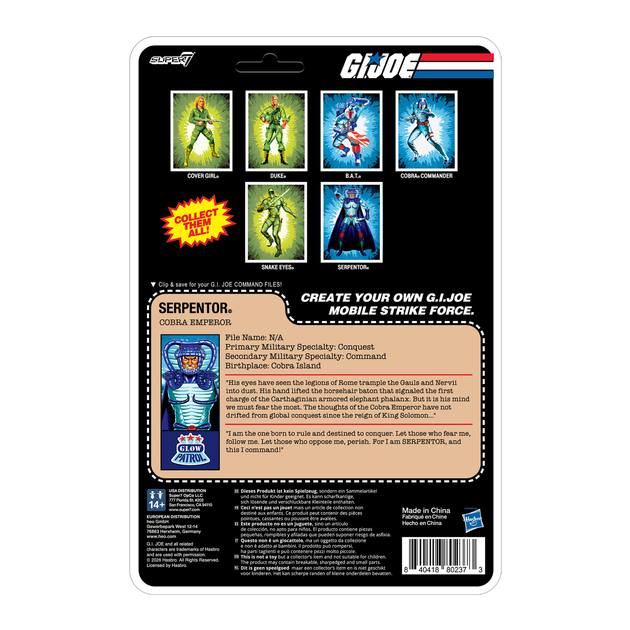 G.I. Joe ReAction+ Figures - 3 PK - Cobra (Glow Patrol - Blue)