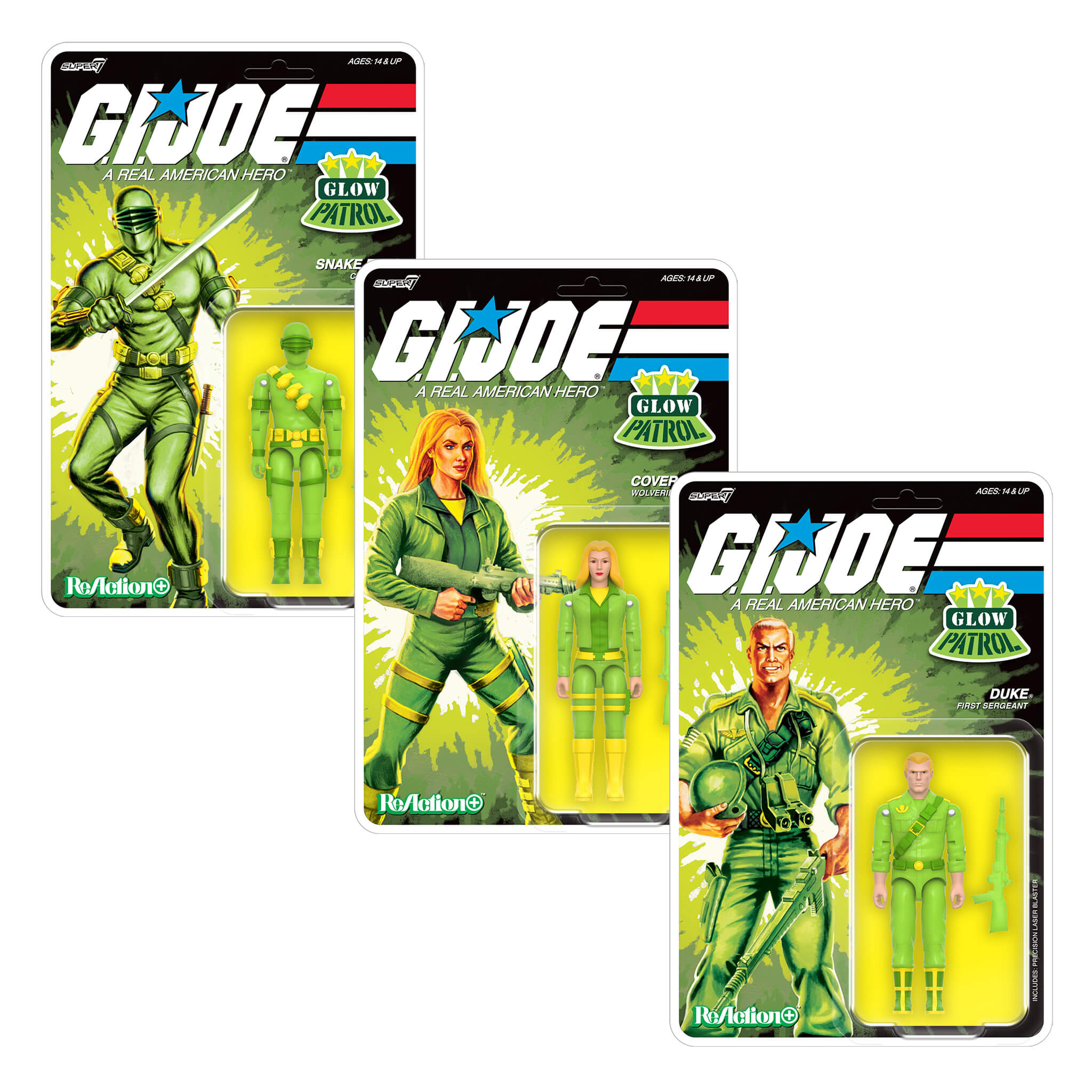 G.I. Joe ReAction+ Figures - 3 PK - Joe (Glow Patrol - Green)