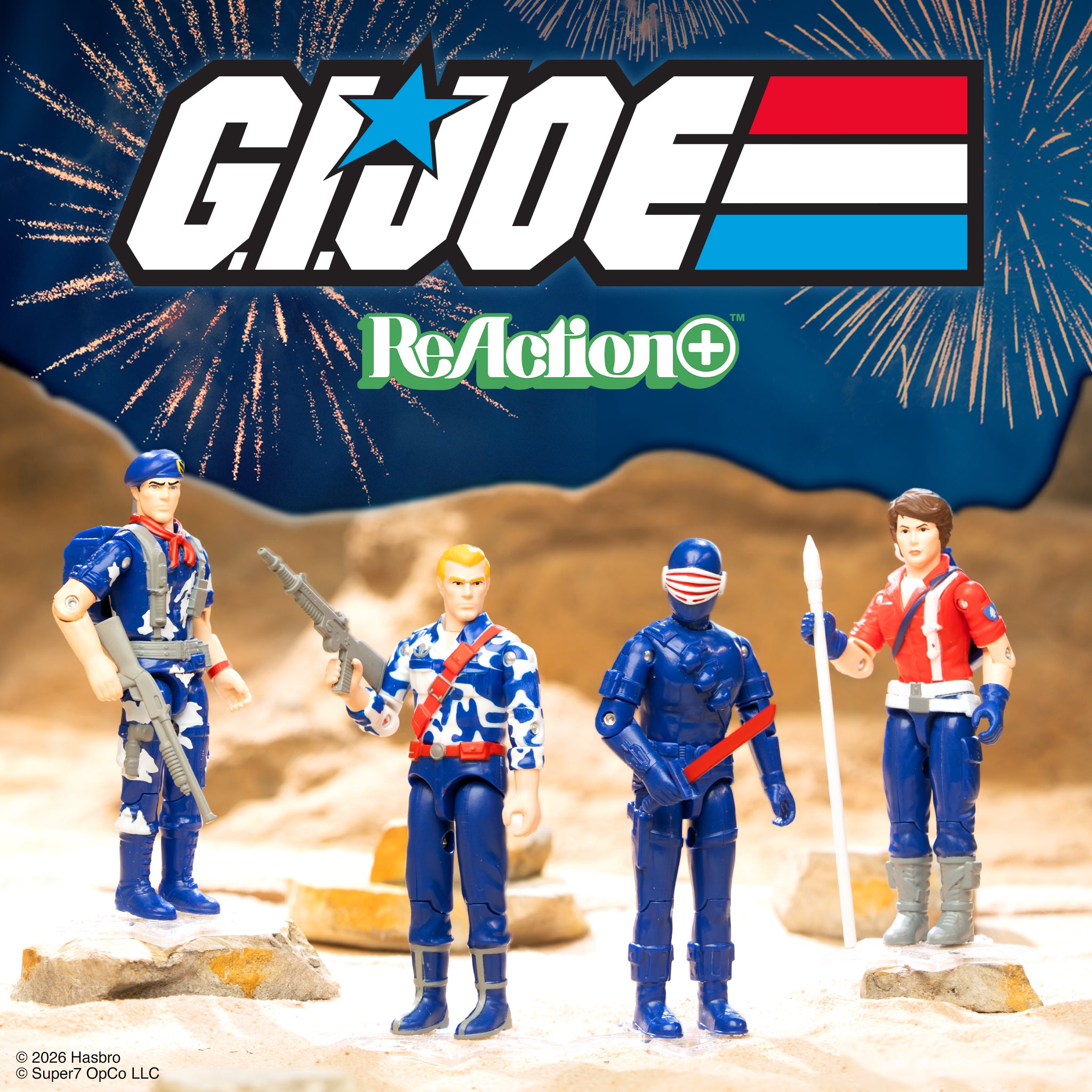 G.I. Joe ReAction+ Wave 08 - Duke, Lt. Falcon, Lady Jaye & Snake Eyes (America's 250th Anniversary)