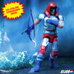 GI Joe ReAction+ Wave 09 figure in red hood and metallic armor beside a UV color changing skin promo burst
