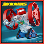 Micronauts red and blue tank with a drill and two large red wheels