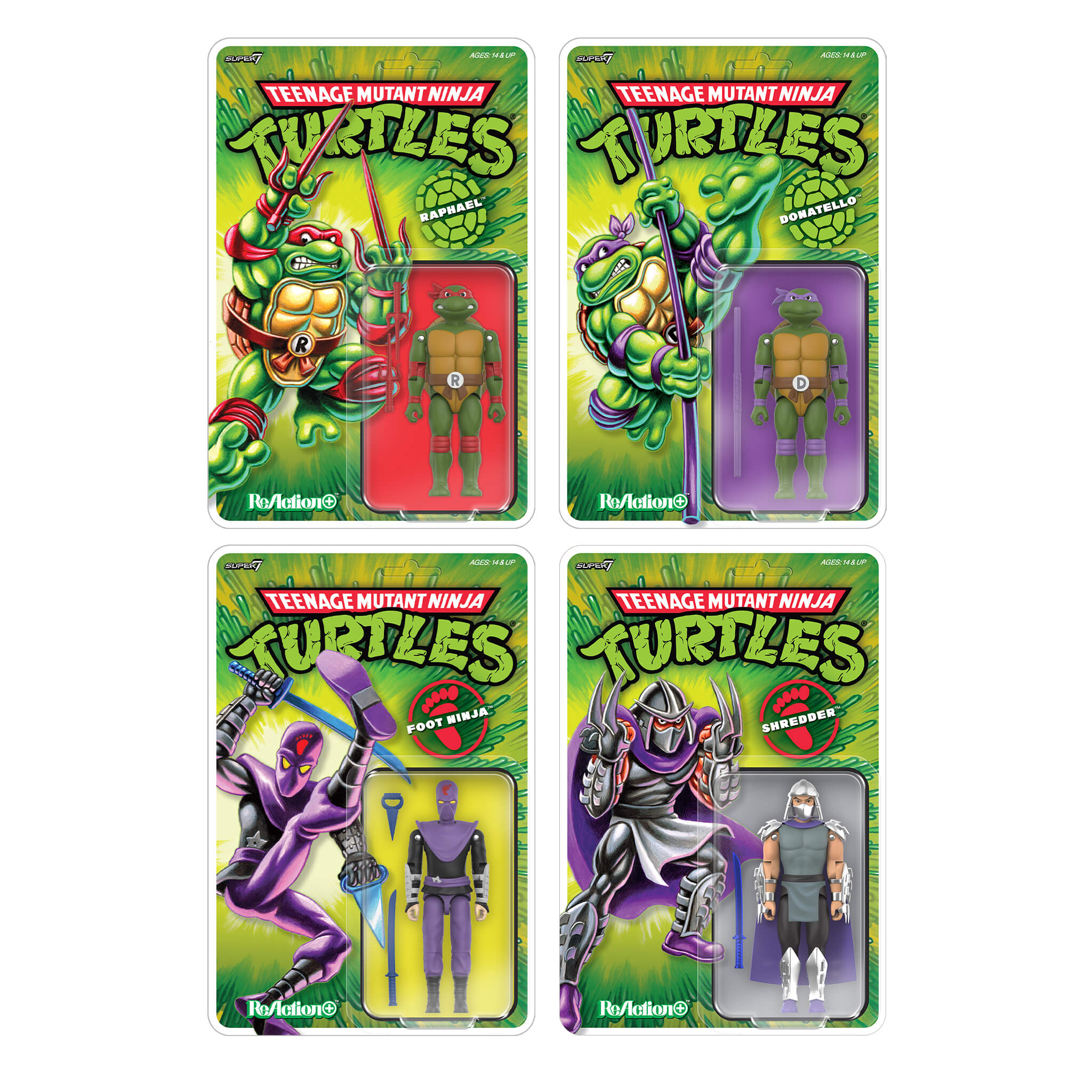 Teenage Mutant Ninja Turtles ReAction+ Wave 01 - Donatello, Raphael, Shredder & Foot Ninja