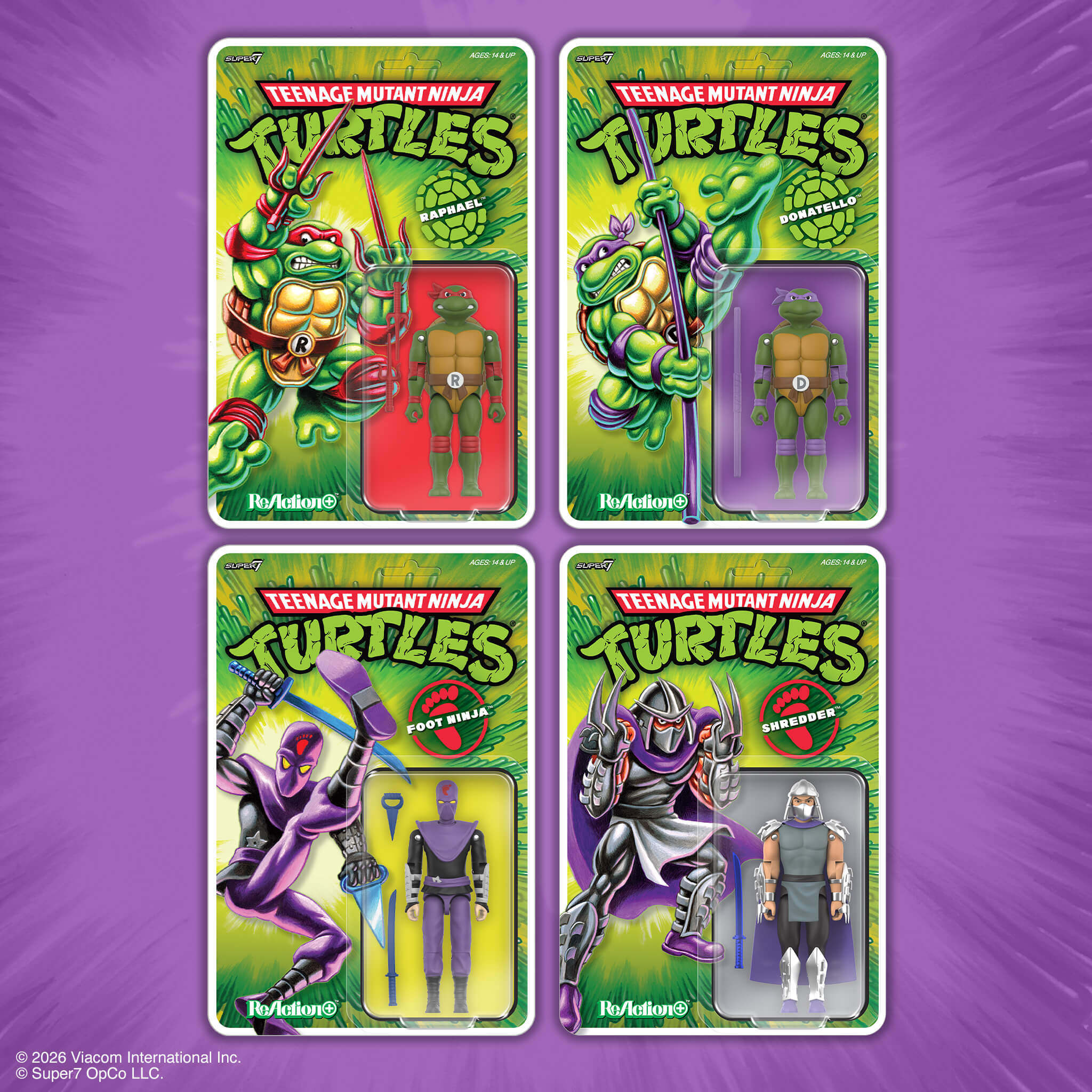 Teenage Mutant Ninja Turtles ReAction+ Wave 01 - Donatello, Raphael, Shredder & Foot Ninja