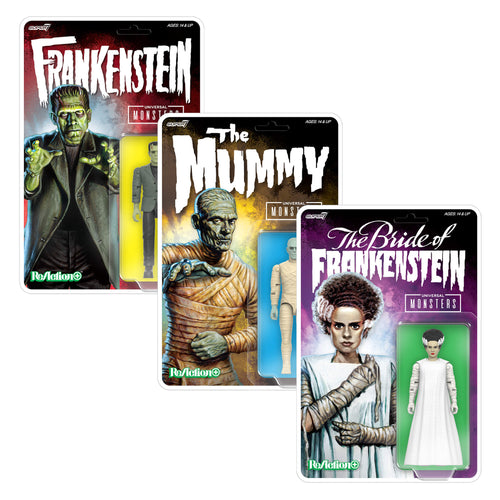 Universal Monsters ReAction+ Wave 02 - Frankenstein, Bride Of Frankenstein & The Mummy