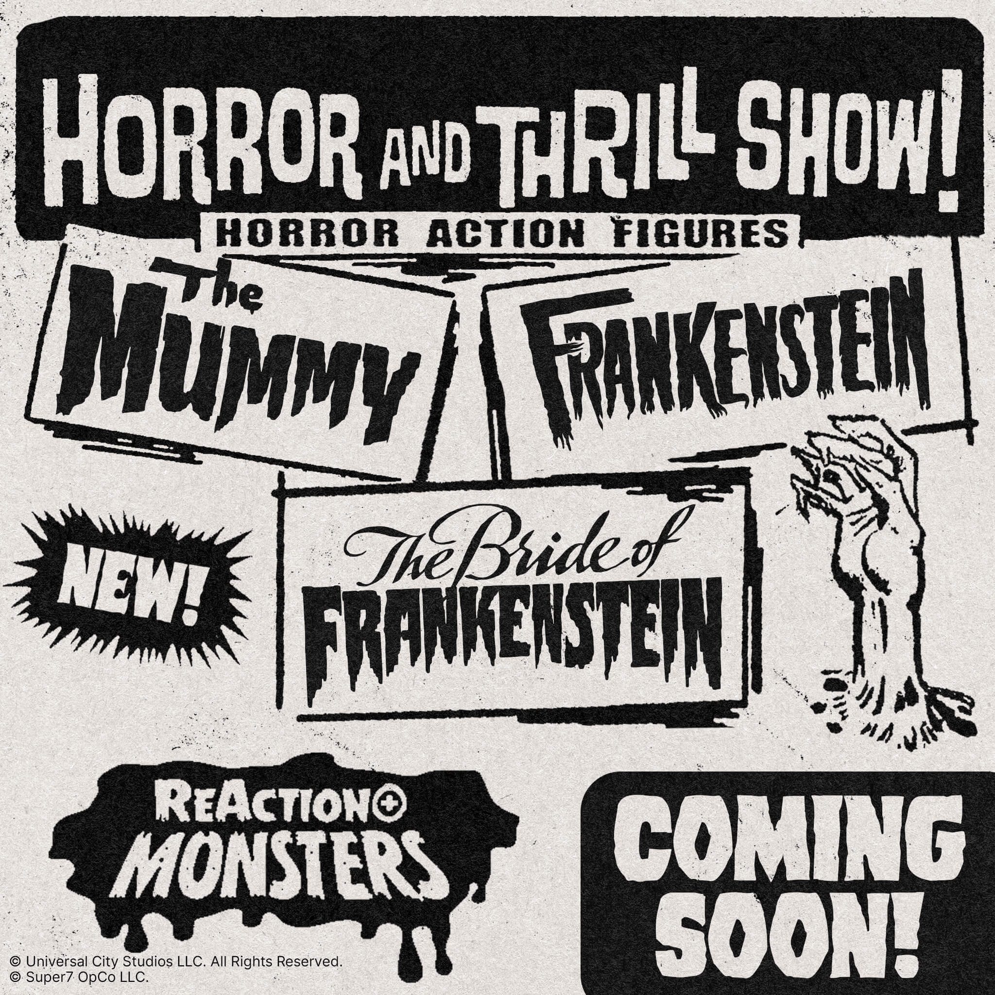 Universal Monsters ReAction+ Wave 02 - Frankenstein, Bride Of Frankenstein & The Mummy