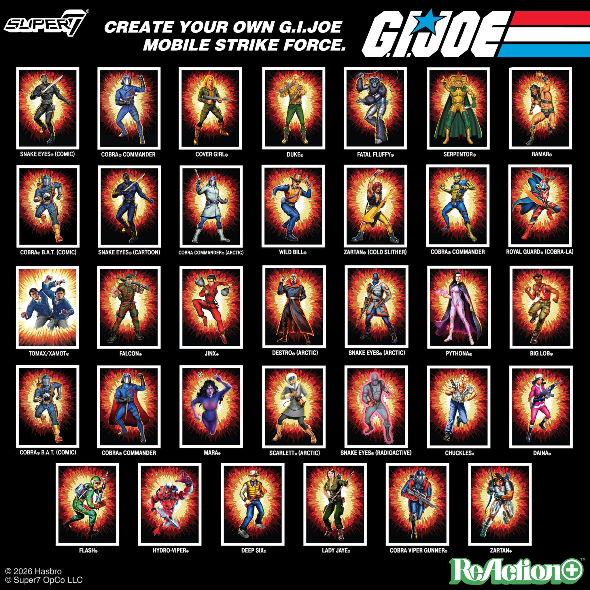 G.I. Joe ReAction Wave 9 figures Lady Jaye, Deep Six, Zartan & Cobra Viper Gunner