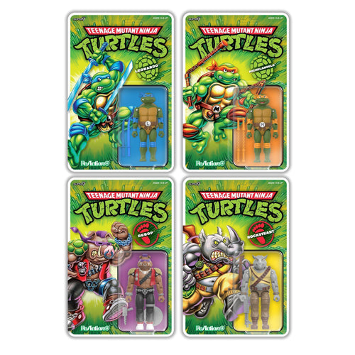 Teenage Mutant Ninja Turtles ReAction+ Wave 02 - Leonardo, Michelangelo, Bebop & Rocksteady