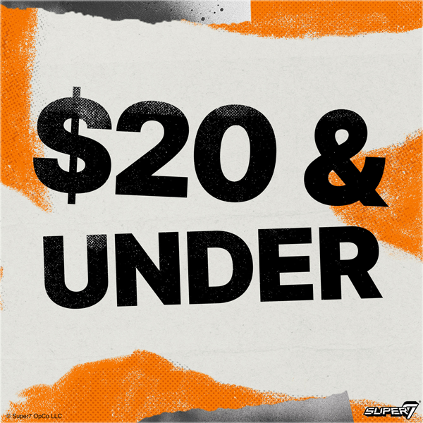 Twenty dollars and under text on a distressed background