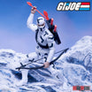 Storm Shadow action figure in white and black camouflage, holding a bow and arrow in a snowy landscape