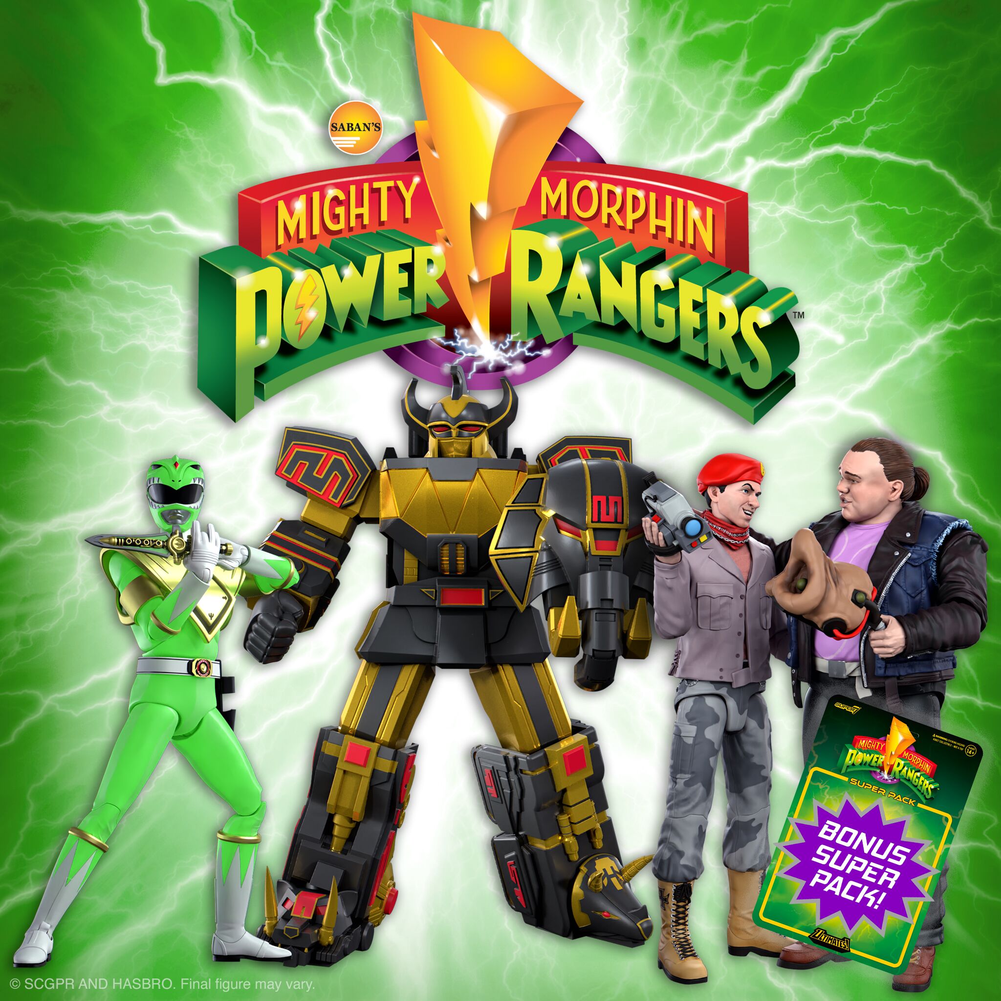 Mighty Morphin Power Rangers ULTIMATES! Wave 5 - Megazord (Black & Gold), Bulk, Skull & Green Ranger (Glow)