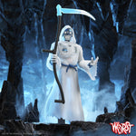 The Worst ReAction Figure of Gas Phantom, a robot in a white sheet with a blue glowing scythe