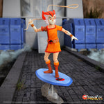 WilyKat action figure outdoors in orange outfit with blue surfboard base and rope accessory.