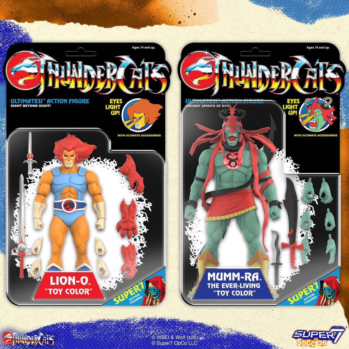 Super7 Thundercats Ultimates Lion-O and Mumm-Ra toy color action figures in original packaging