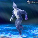 Mako from TigerSharks ULTIMATES! Wave 1, a blue and white shark-like action figure holding a purple weapon