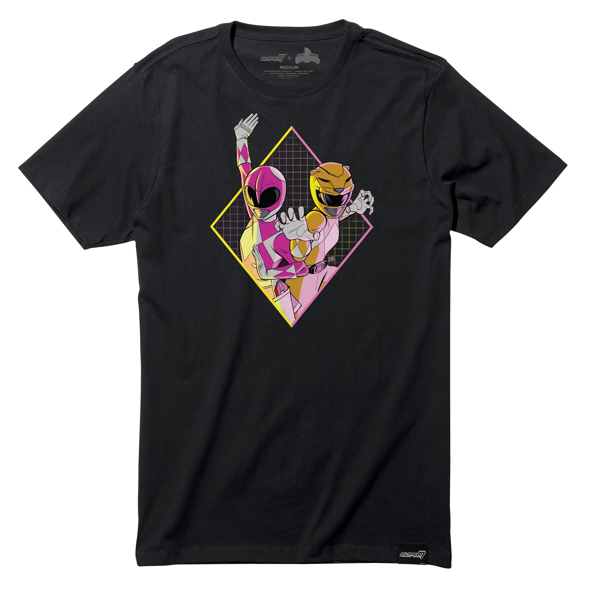 Mighty Morphin Power Rangers T-Shirt - Pink and Yellow Power Rangers