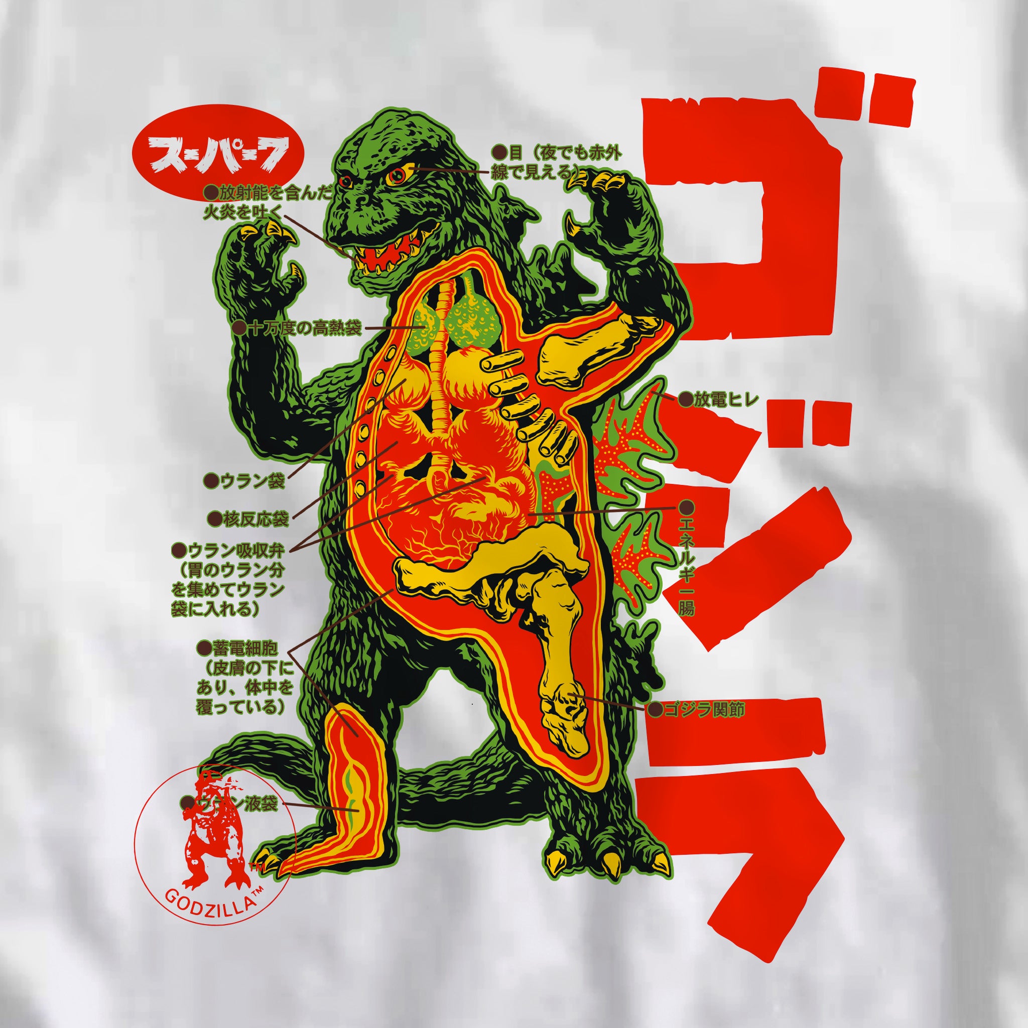 Toho T-Shirt - Anatomical Godzilla Ringer