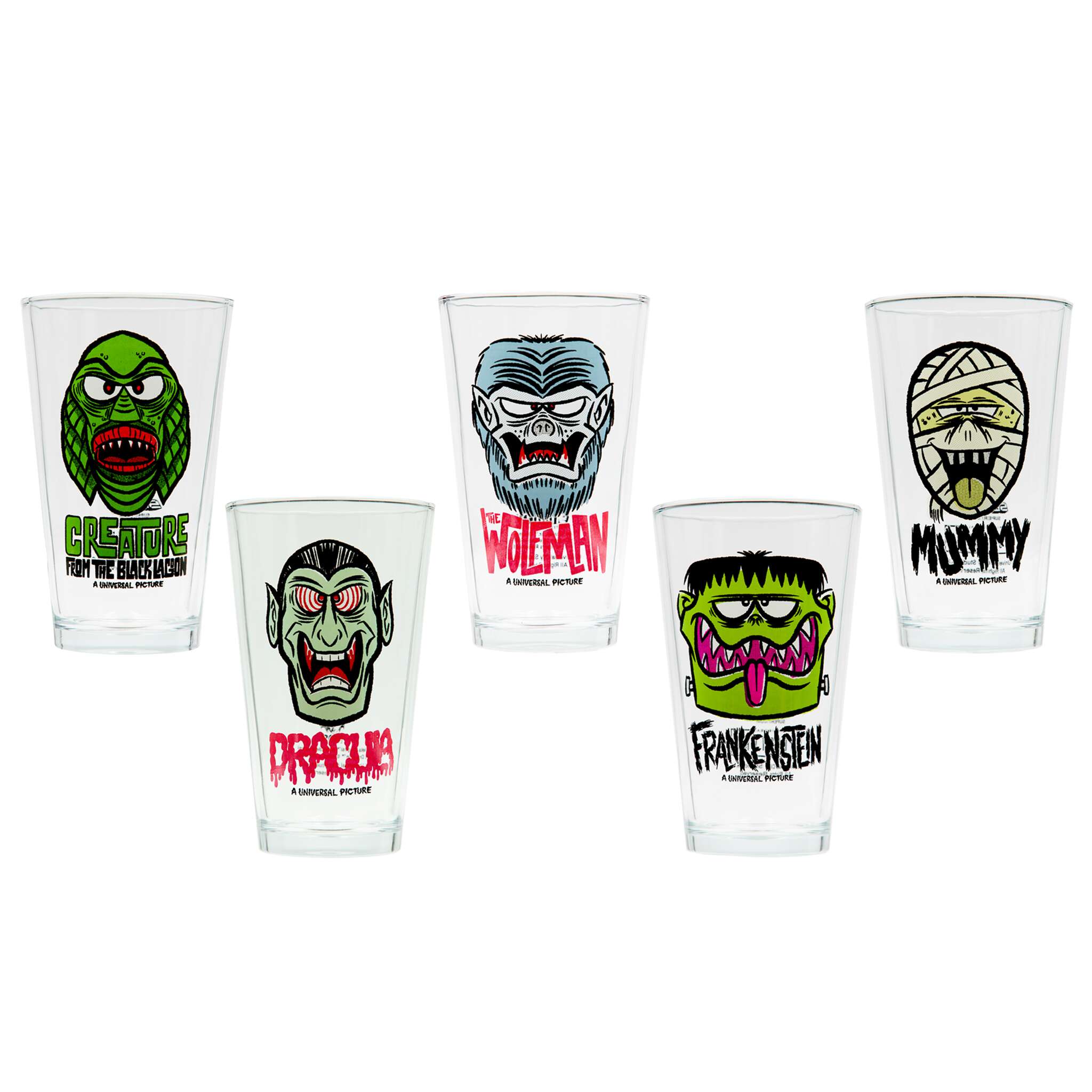 Universal Monsters FreakyFaces Drinkware Set of 5
