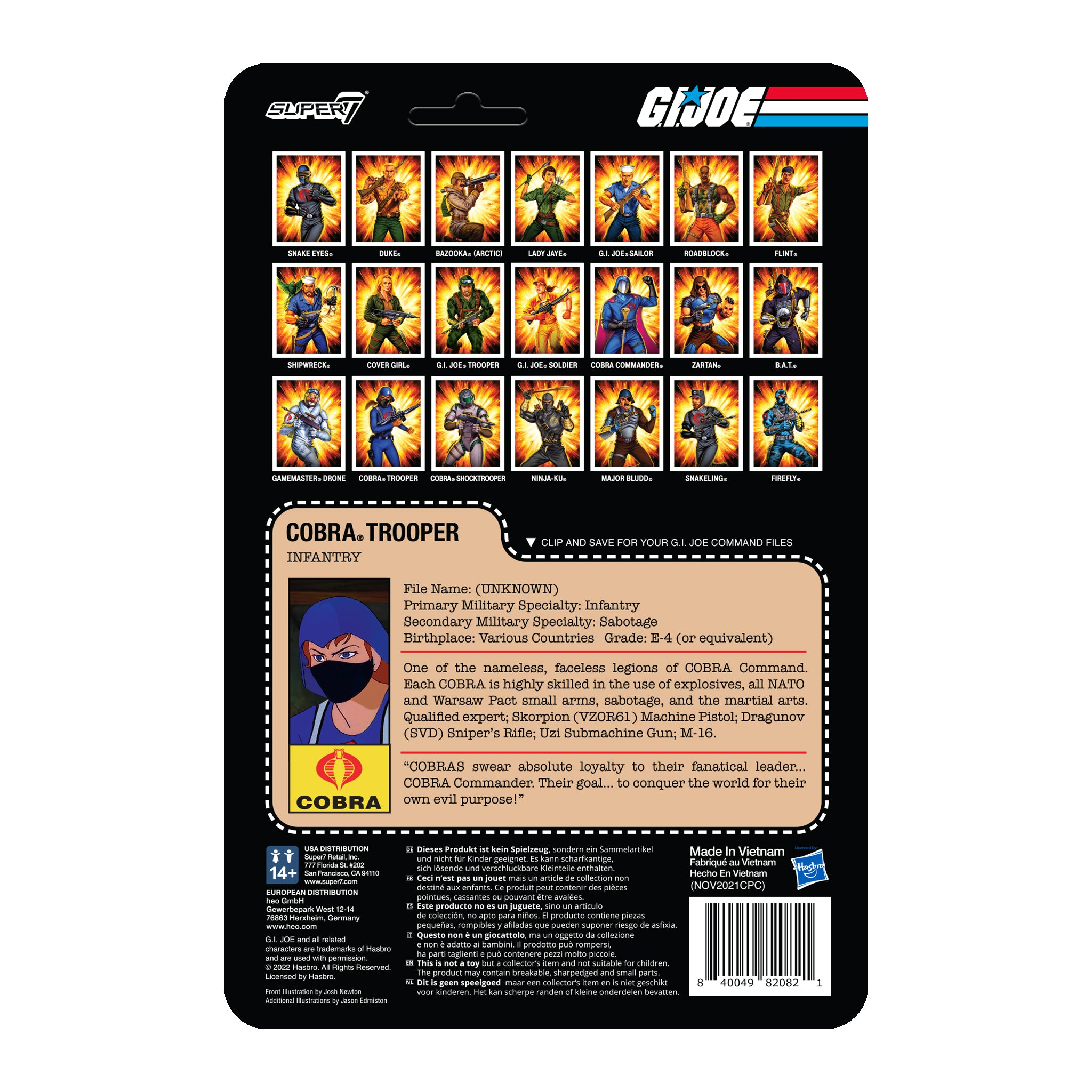 G.I. Joe ReAction Wave 4 - Cobra Female Trooper Short Black Hair (Pink)