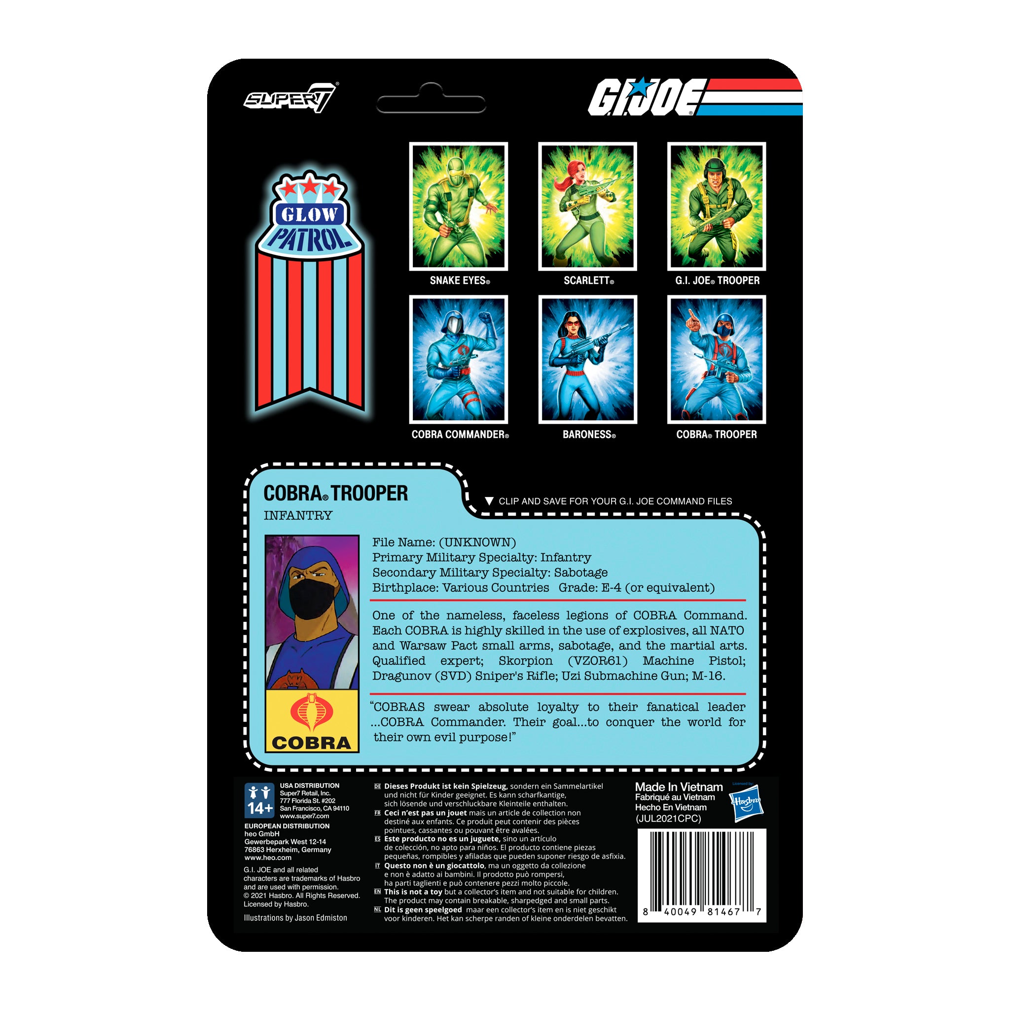 G.I. Joe ReAction Figures Wave 1b - Cobra Trooper Y-back (Glow Patrol)