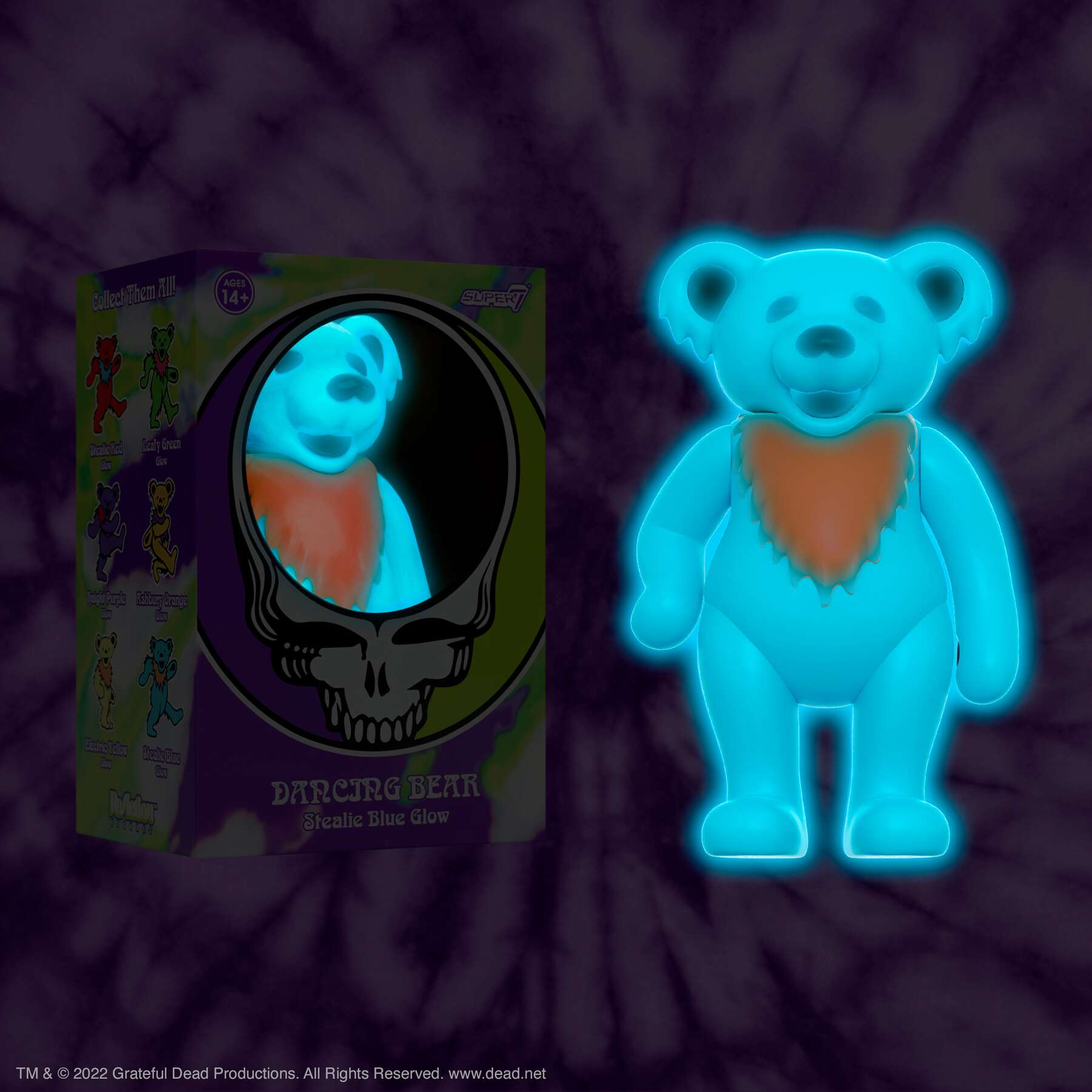 Grateful Dead ReAction Figure - Dancing Bear Glow (Stealie Blue)