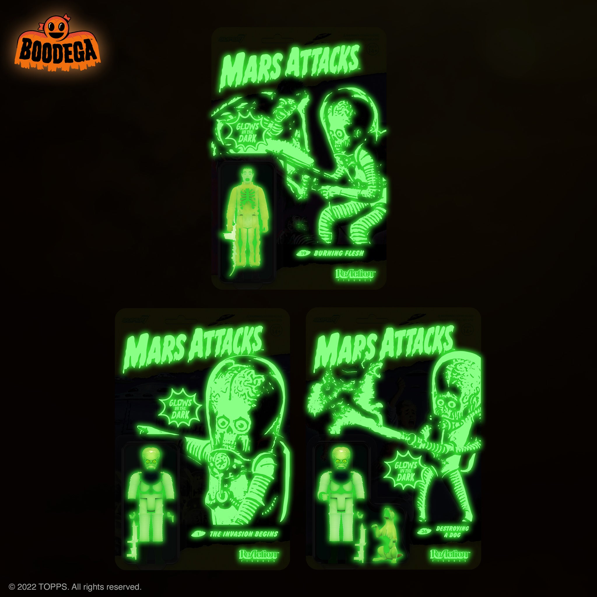 Mars Attacks ReAction Figures (Glow) Full Set