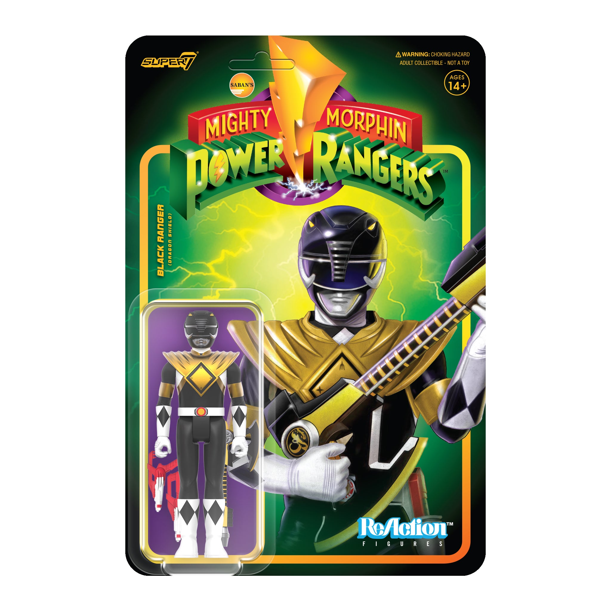 Mighty Morphin Power Rangers ReAction Figure Wave 4 - Black Ranger (Dragon Shield)