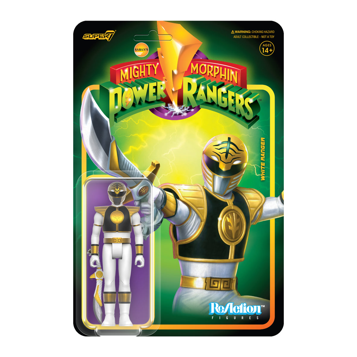 Power Ranger White Ranger Ranger Retrocenter Mighty Morphin Power Rangers ReAction Figure Wave 4 - White Ranger – Super7