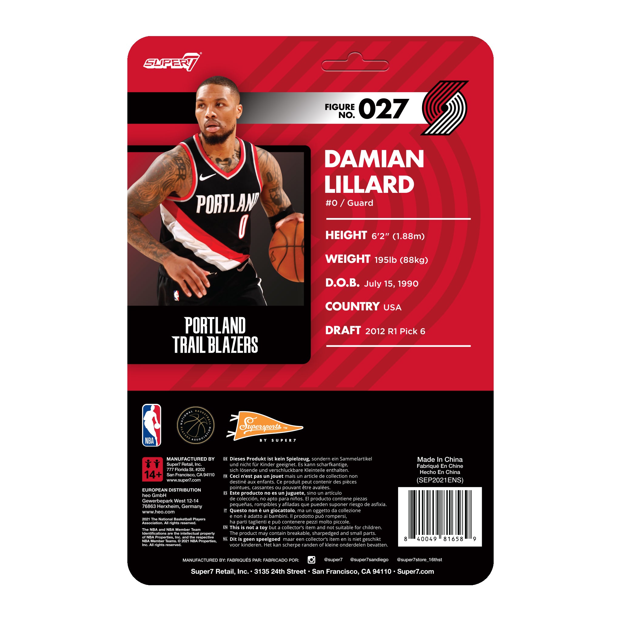 NBA Supersports Figure Wave 4 - Damian Lillard (Trail Blazers)