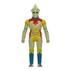 Front view of neon green glow Jet Jaguar action figure showing head and upper torso against white background